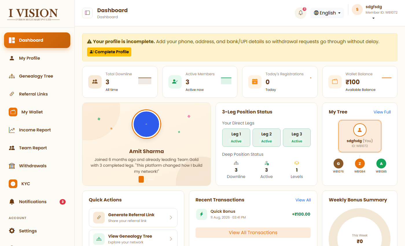I Vision Dashboard